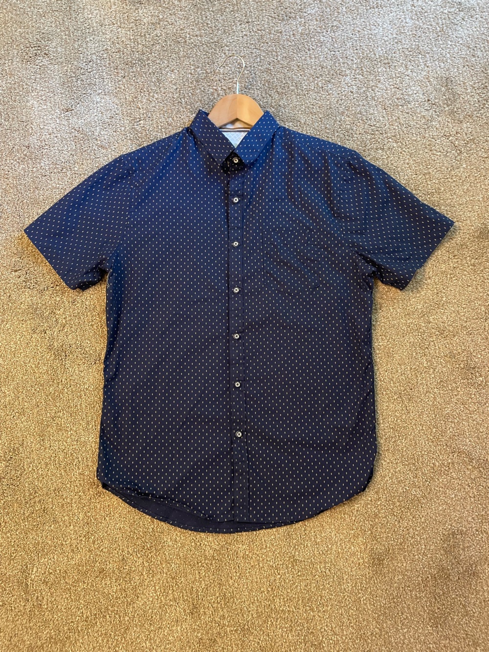 Craft + Flow Men’s Navy Short Sleeve Button-Up Shirt Size M Classic
